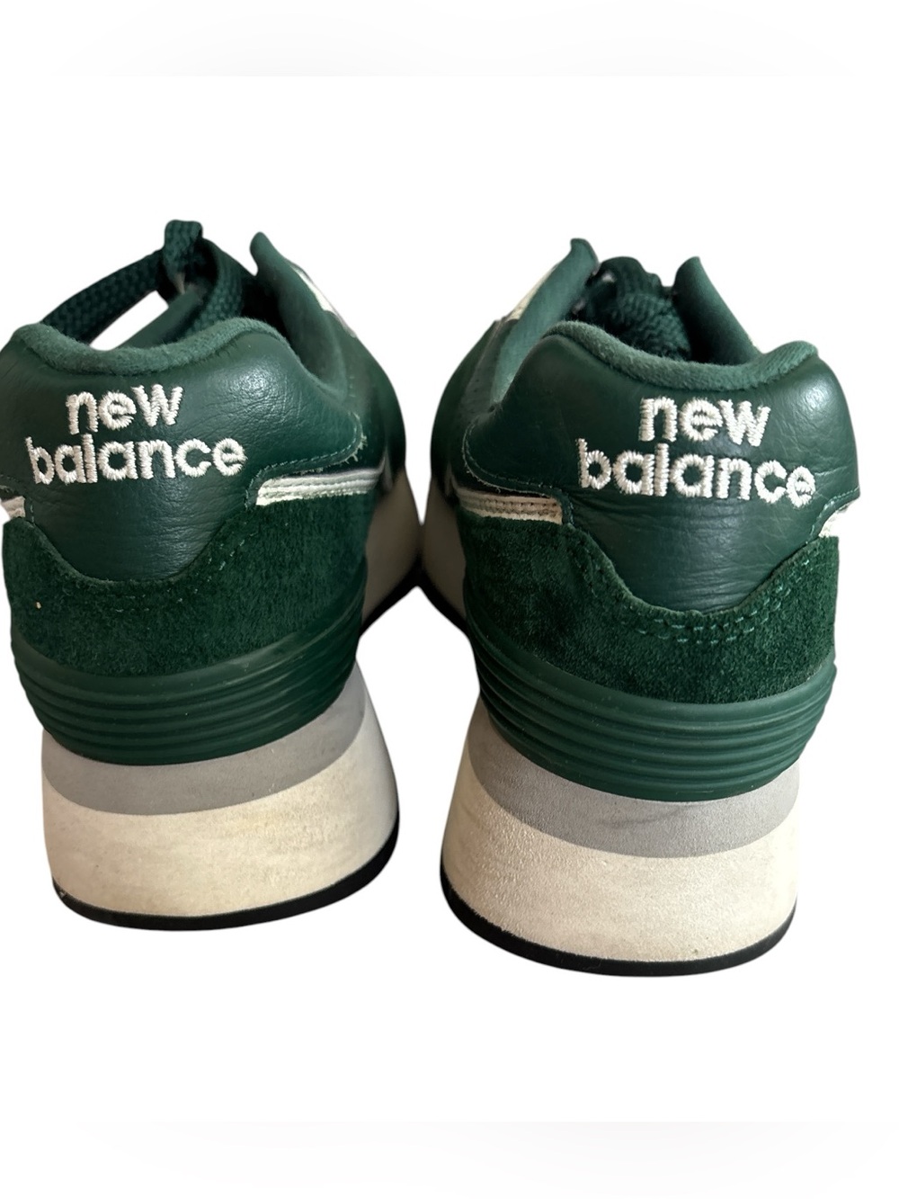 New Balance 574 Women's Acidic Green Suede Platform Sneakers with White Accents - Picture 5 of 10